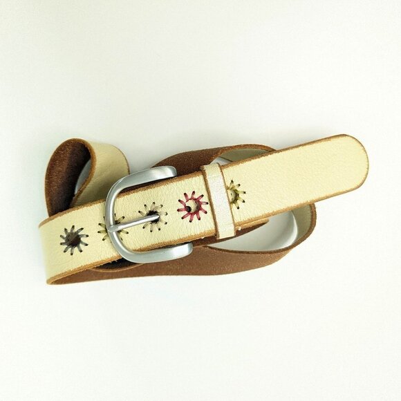 Y2K Gap Leather Off White Cream Belt Boho Retro 90's Vintage - Picture 8 of 8